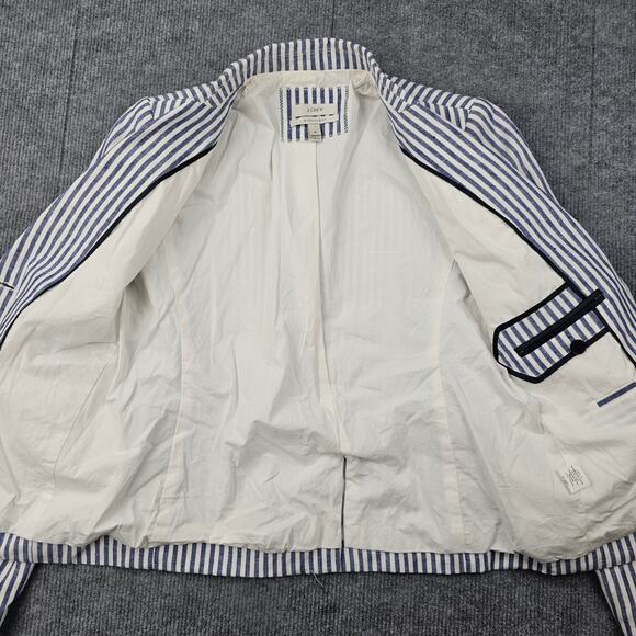 J Crew Schoolboy Blazer Womens 4 Blue Stripe Linen Preppy Academia Timeless - Picture 3 of 7